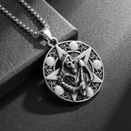 Classic Retro Hell Holy Death Sickle Round Medal Pendant Stainless Steel Necklace for Men Gothic Punk Personalized