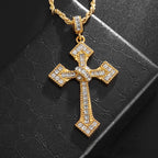 Gold Iced Out Cross Pendant Necklace O-Chain