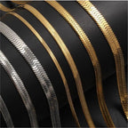 Herringbone Snake Chain Necklace — Gold