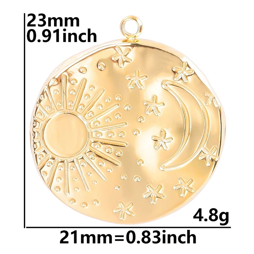 7Pcs No Fade Stainless Steel Wicca Moon Sun Egyptian Ankh Life Cross Pendant DIY Fatima Hand Turkish Evil Eye кулон Jewelry