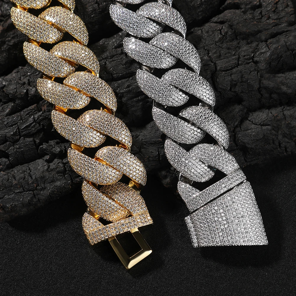 THE BLING KING 28mm Heavy Miami Cuban Necklace Micro Paved Out Cubic Zirconia Fashion HipHop Jewelry For Men