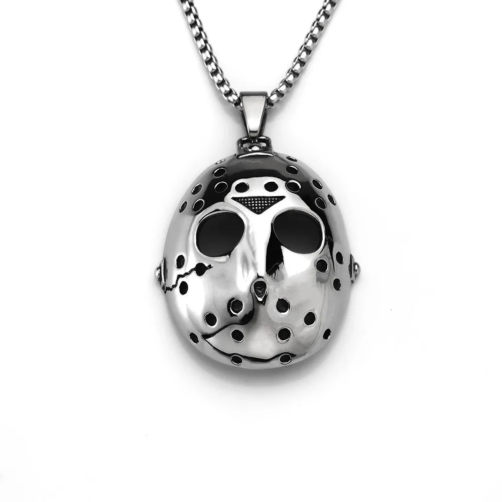Black Mask Pendant Necklace — Stainless Steel