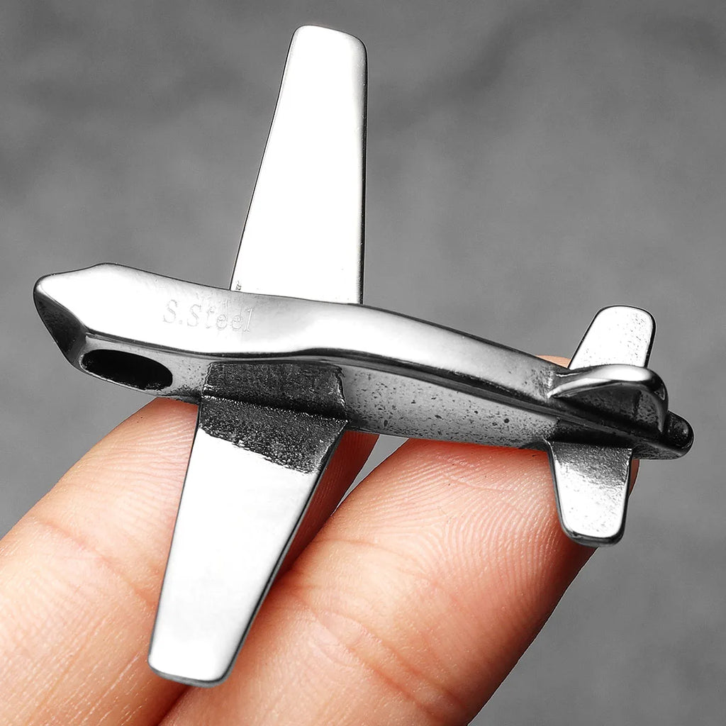 Airplane Pendant Necklace — Stainless Steel