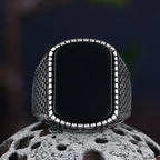 Trendy 2022 New Onyx Stone Ring Luxury Suitable For Man With Gifts Party Wedding Male Ring Jewelry Accessories Couple