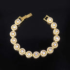 Iced Out Gold-Tone Cuban Chain Necklace Bracelet Set