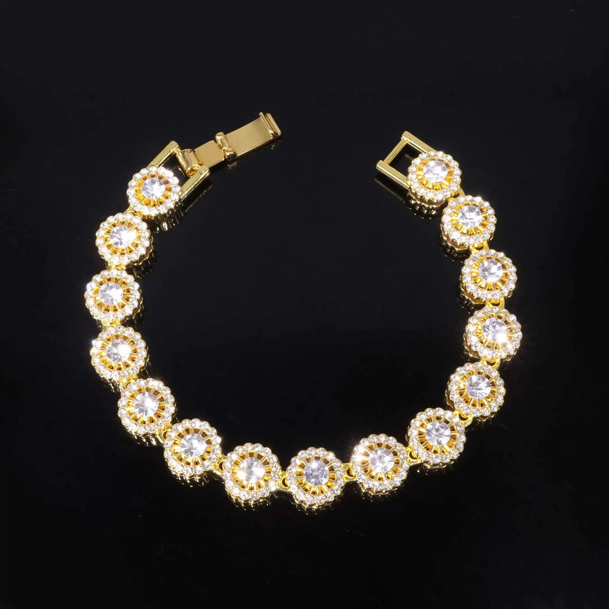 Iced Out Gold-Tone Cuban Chain Necklace Bracelet Set