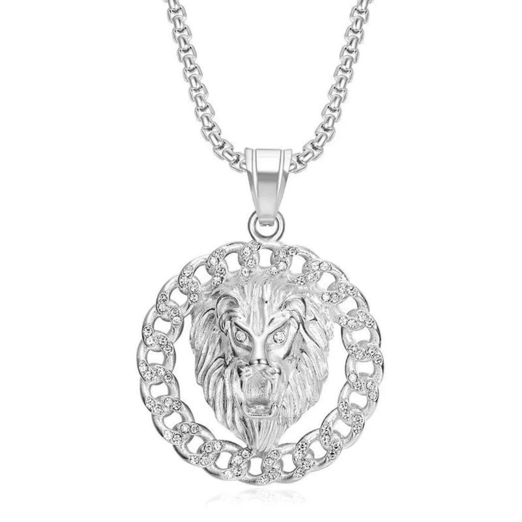 Iced Out Lion Gold Pendant Necklace