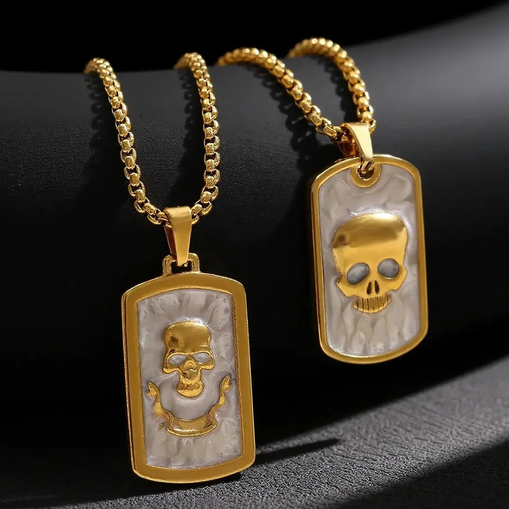 Skull Pendant Necklace — Gold Stainless Steel