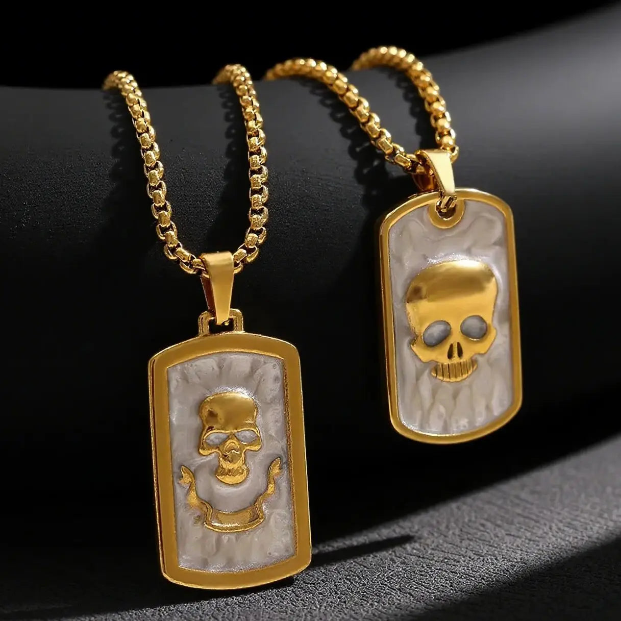 Skull Pendant Necklace — Gold Stainless Steel