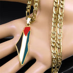 Israel-Palestine Map Pendant Necklace — Gold-Tone