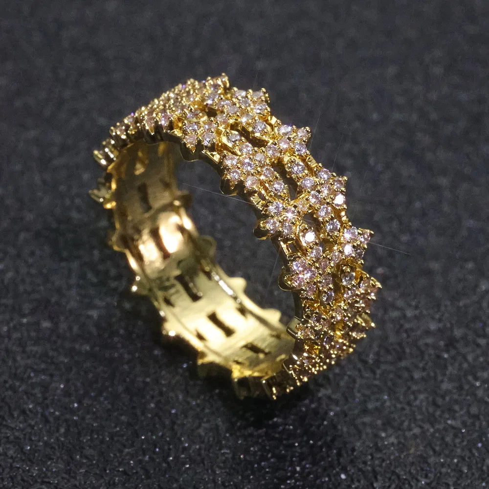 Cross Iced Out Cuban Ring Stainless Steel