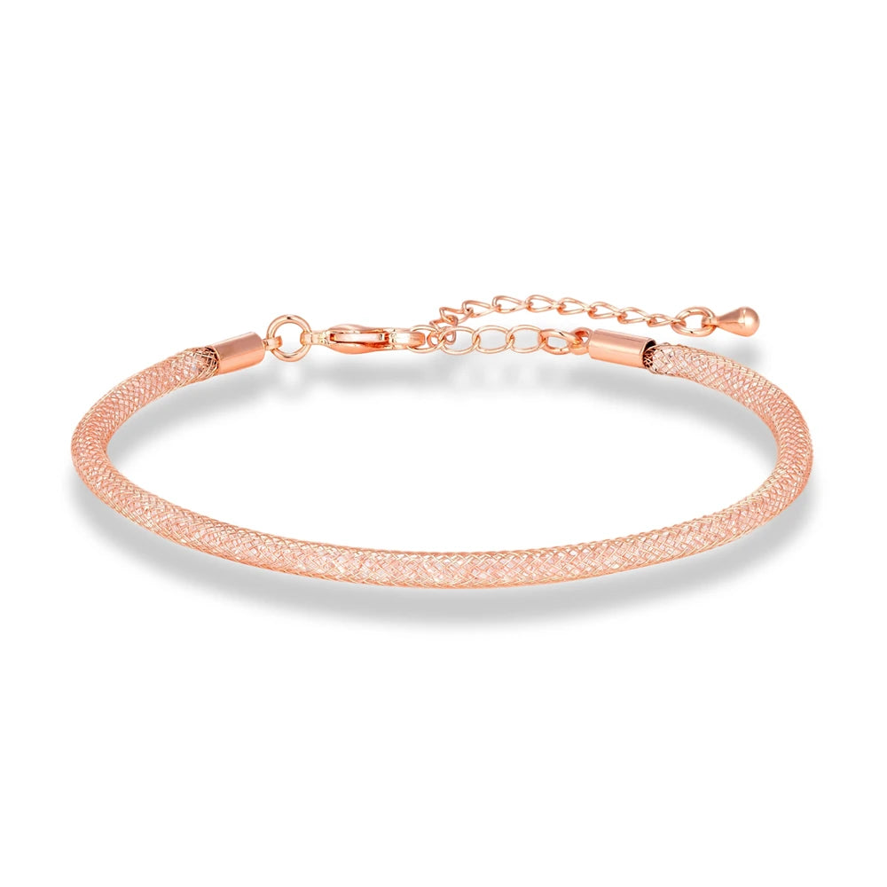Luxury Minimalist Mesh Crystal Bracelet Men Women Charm Inlay Crystal Adjustable Bangle Stainless Steel Fashion Jewelry