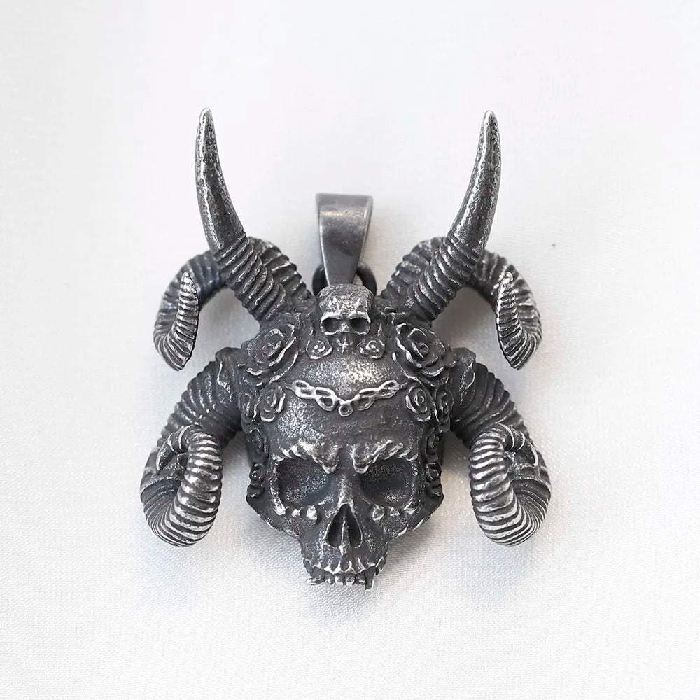 Vintage Skull Stainless Steel Pendant Necklace