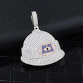 Iced Out Helmet Pendant Necklace CZ