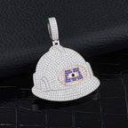 Iced Out Helmet Pendant Necklace CZ