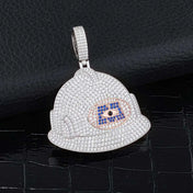 Iced Out Helmet Pendant Necklace CZ