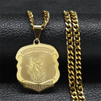 SAINT MICHAEL PROTECT US Archangel Stainless Steel Saint Michael Necklace Men/Women Gold Color Pendant Necklace Jewelry N3032S05