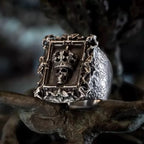 Retro Skeleton Punk Style Ring Men's Dark System Exaggerated Trend High-End Feeling Unique Square Alloy Ring for Men