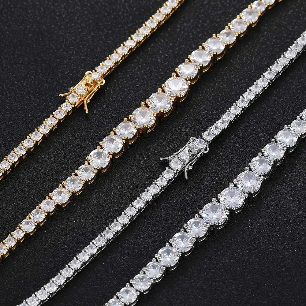 Tennis Chain Necklace Stainless Steel Gradient CZ