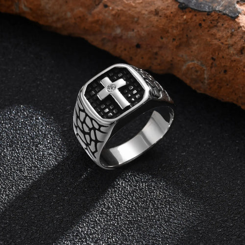 Cross Stainless Steel Ring