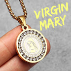 Iced Out Virgin Mary Pendant — Stainless Steel