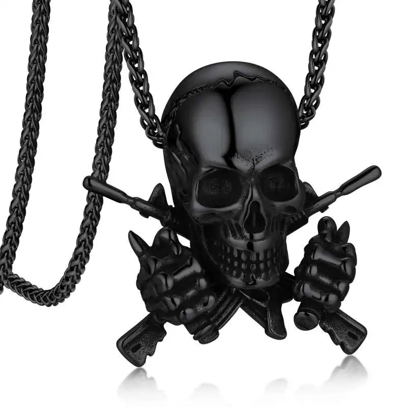 Skull Pendant Necklace — Stainless Steel Gothic