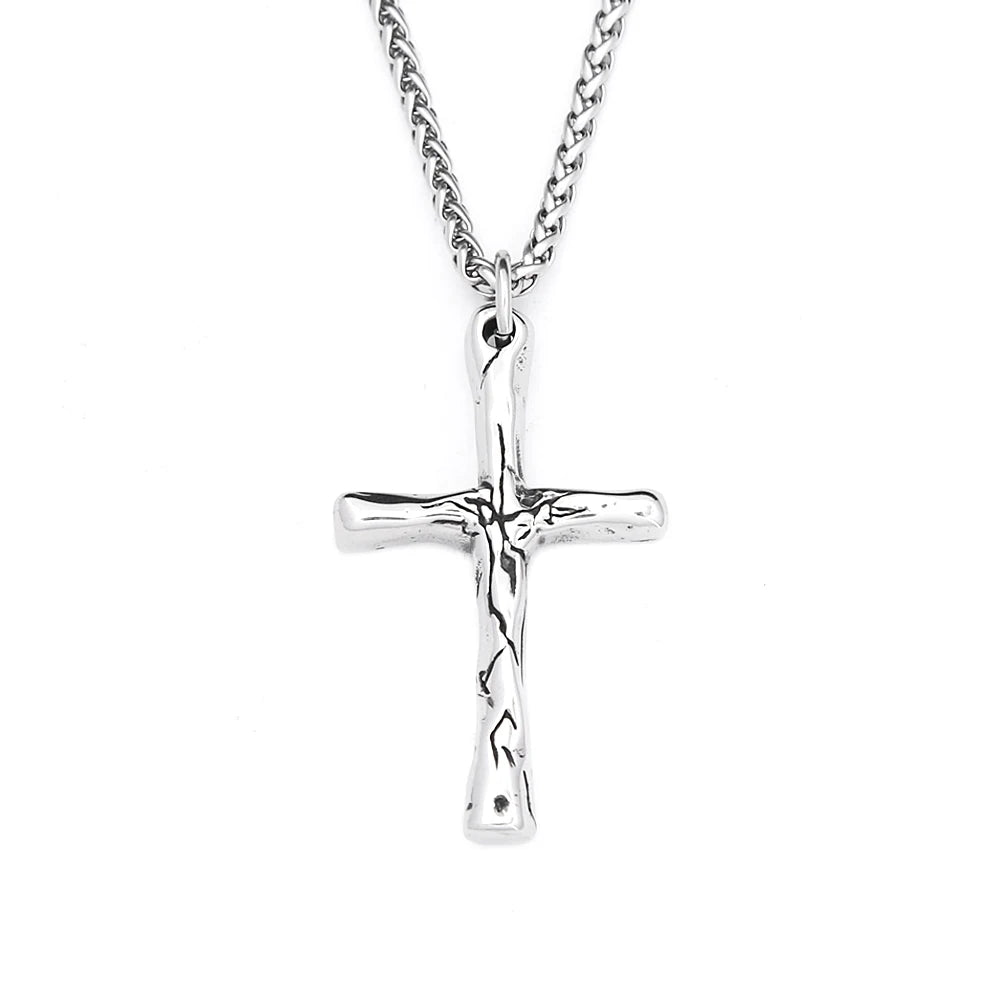 Fashion 316L Stainless Steel Christian Cross Necklace For Men Women Hip Hop Cool Religious Charm Pendant Punk Jewelry