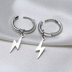Lightning Bolt Huggie Earrings — Silver