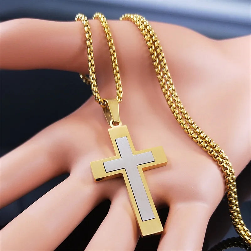 Cross Steel Pendant Minimalist Splice Style