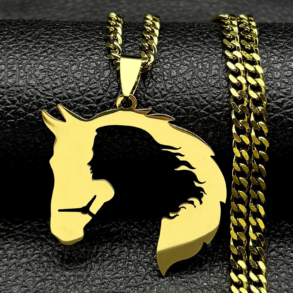 Horse Steel Pendant Silhouette Hollow Horsehead