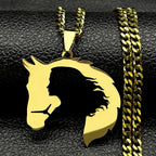 Horse Steel Pendant Silhouette Hollow Horsehead
