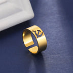 LIKGREAT USSR Symbol Hammer and Sickle Ring Stainless Steel Wide Open Signet Ring for Women Vintage Jewelry New Party Gift