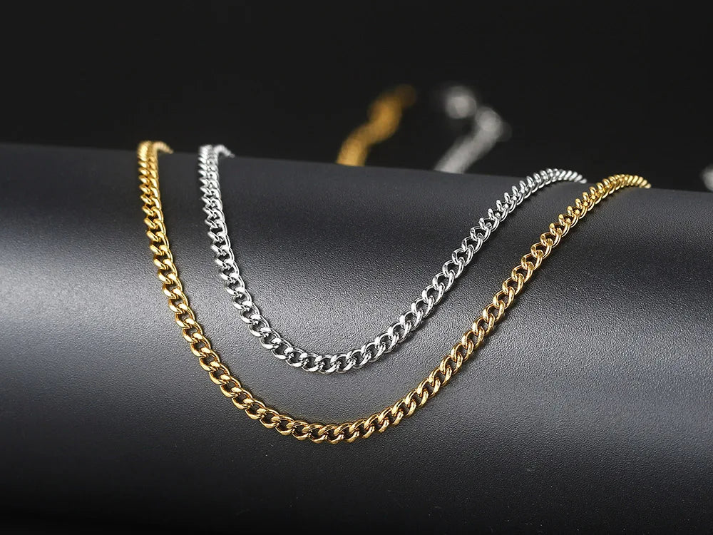 Stainless Steel Cuban Chain Necklace 3MM