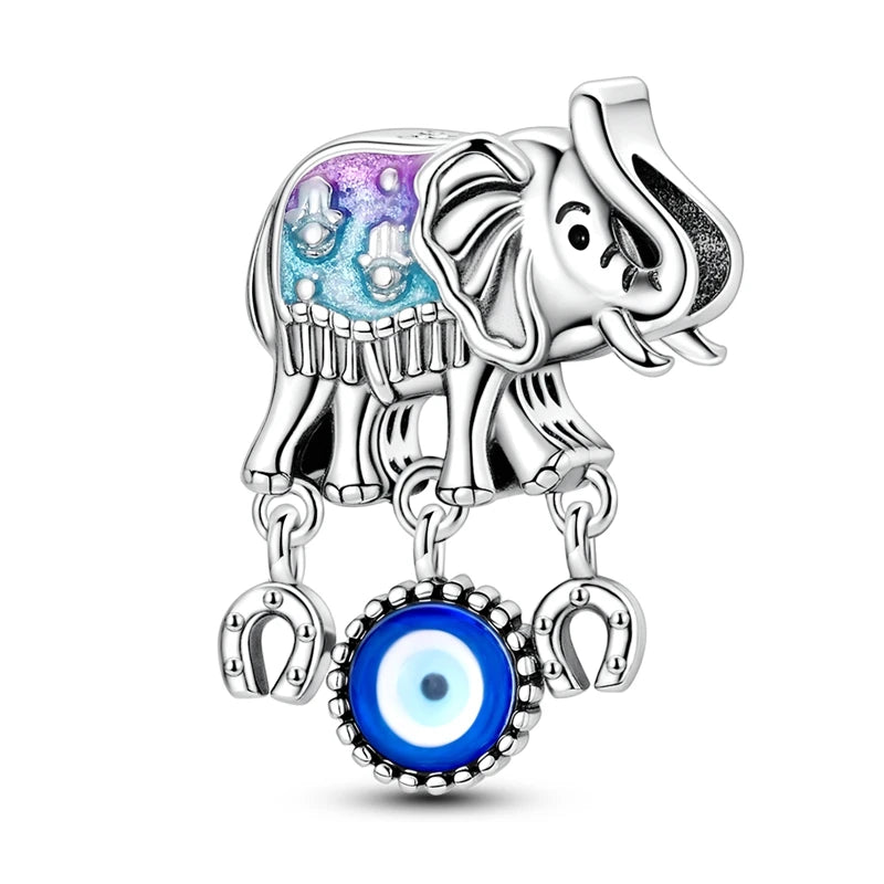 Devil's Eye Cross Charm Pendant — Silver