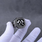 Viking Double Axe Slavic Amulet Ring — Stainless Steel