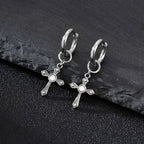 Cross Hoop Earrings — Stainless Steel