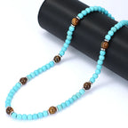 Turquoise Hematite Tiger Eye Necklace — Stainless Steel, 50cm