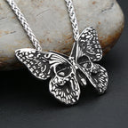 Vintage 316L Stainless Steel Butterfly Skull Pendant Necklace Hip Hop Biker Fashion Animal Necklaces For Men Women