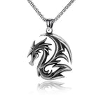 Korean Style Hollow Flame Dragon Pendant Necklace Punk Stainless Steel Biker Men Pendant Chain Fashion Jewelry Gifts