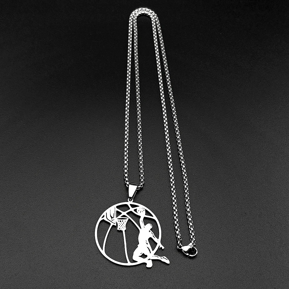 Basketball Stainless Steel Pendant Necklace