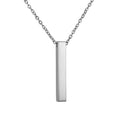 Vertical Blank Bar Pendant Necklace — Stainless Steel