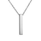 Vertical Blank Bar Pendant Necklace — Stainless Steel
