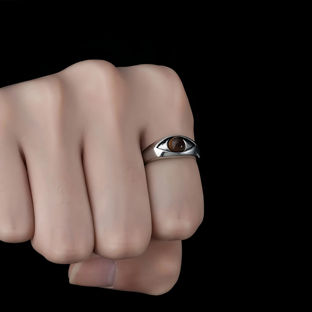 Retro "Horus Eye" Adjustable Open Ring For Men Women Copper Gothic Punk Edgy Jewelry Indie Accessories Niche Gift