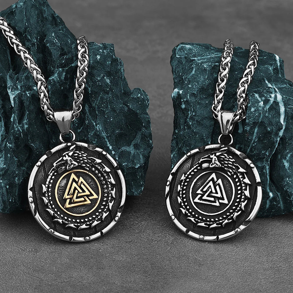 Dragon Viking Steel Pendant Rune 316L