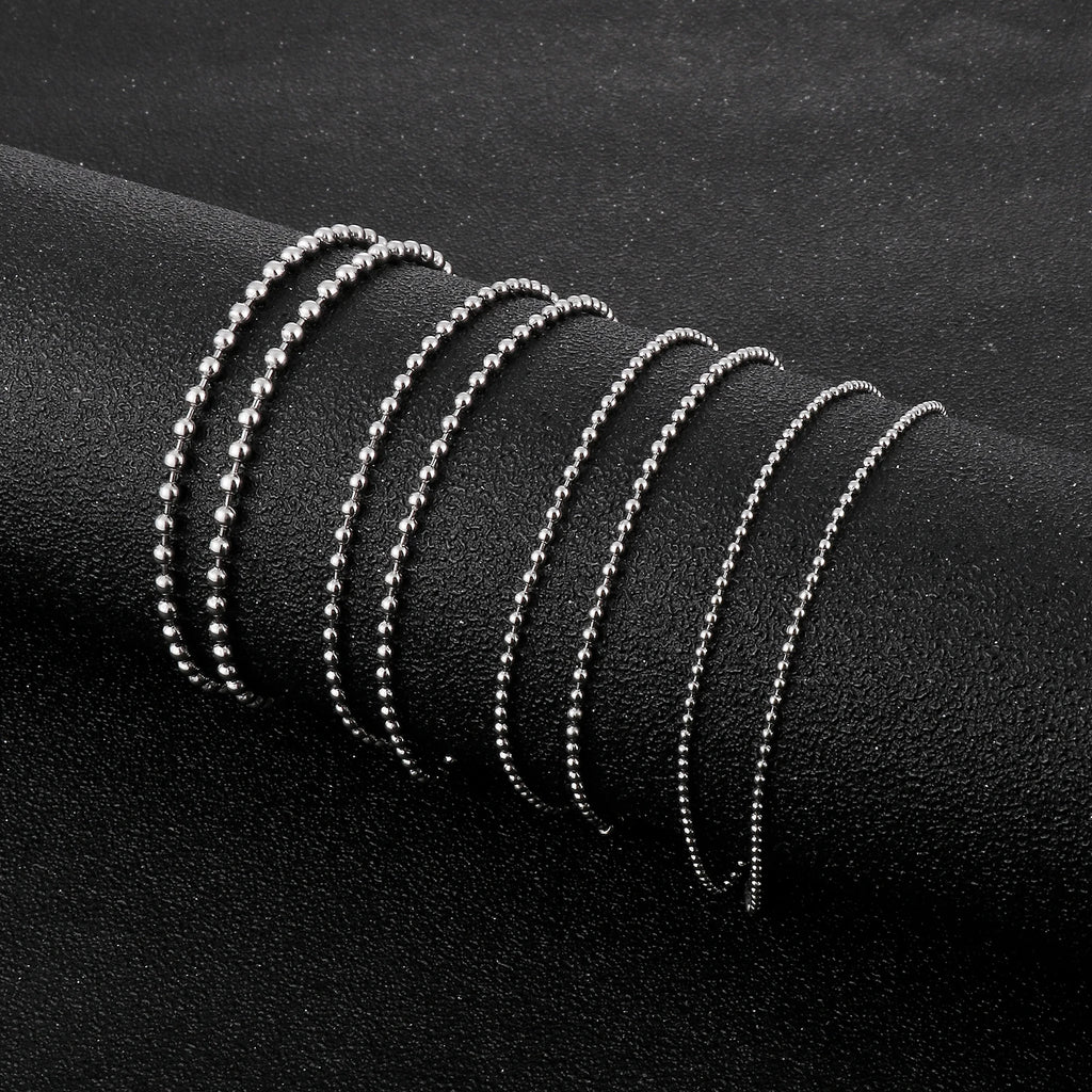 2/3/4/6/8mm Simple Balls Link Chain Necklaces For Men Women Silver Color Stainless Steel Balls Collar Choker Hip Hop Jewelry