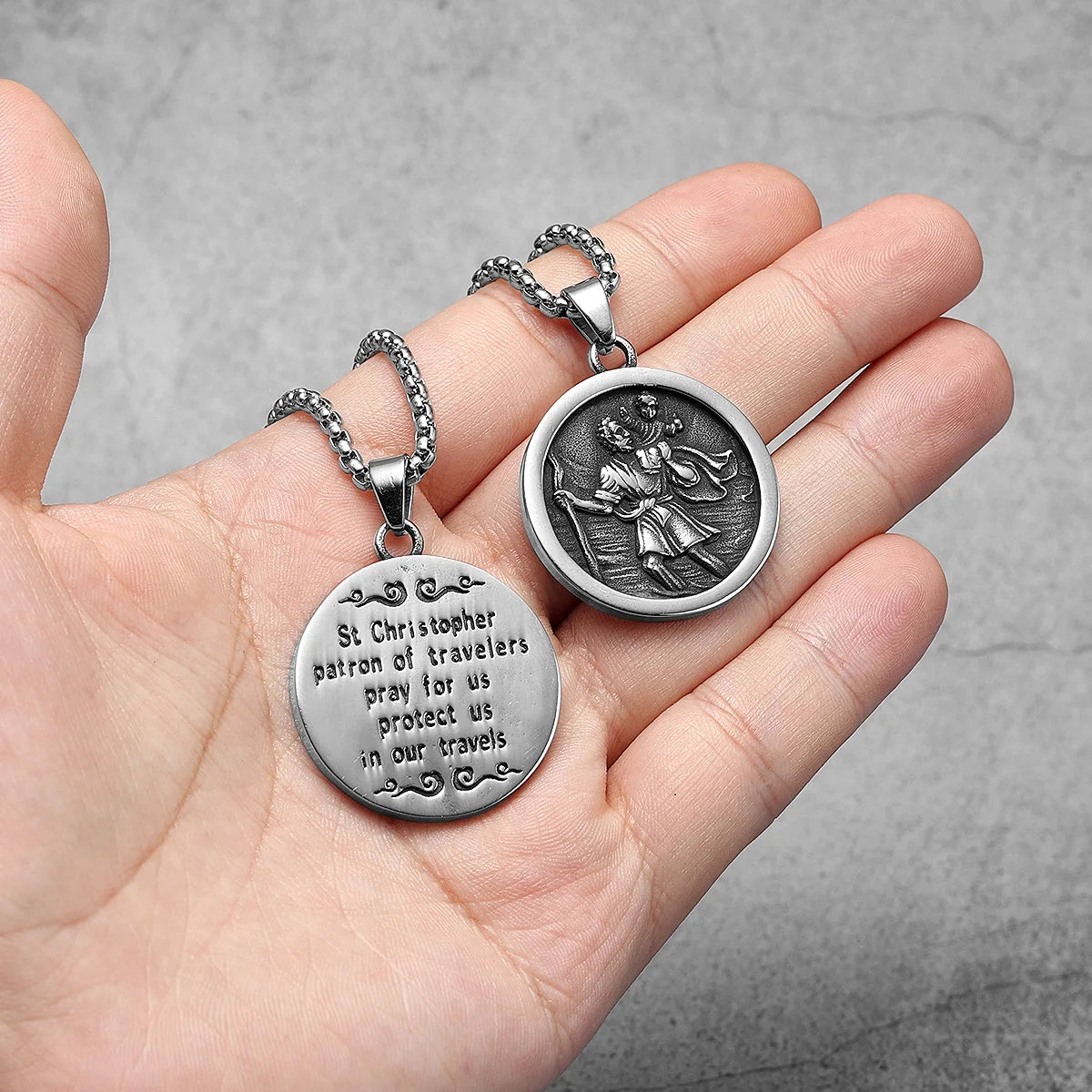 St. Christopher Pendant Necklace — Stainless Steel