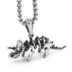 Retro Fashion Triceratops Skull Pendant Necklace Creative Personalized Trend Dinosaur Necklace Men Punk Hip Hop