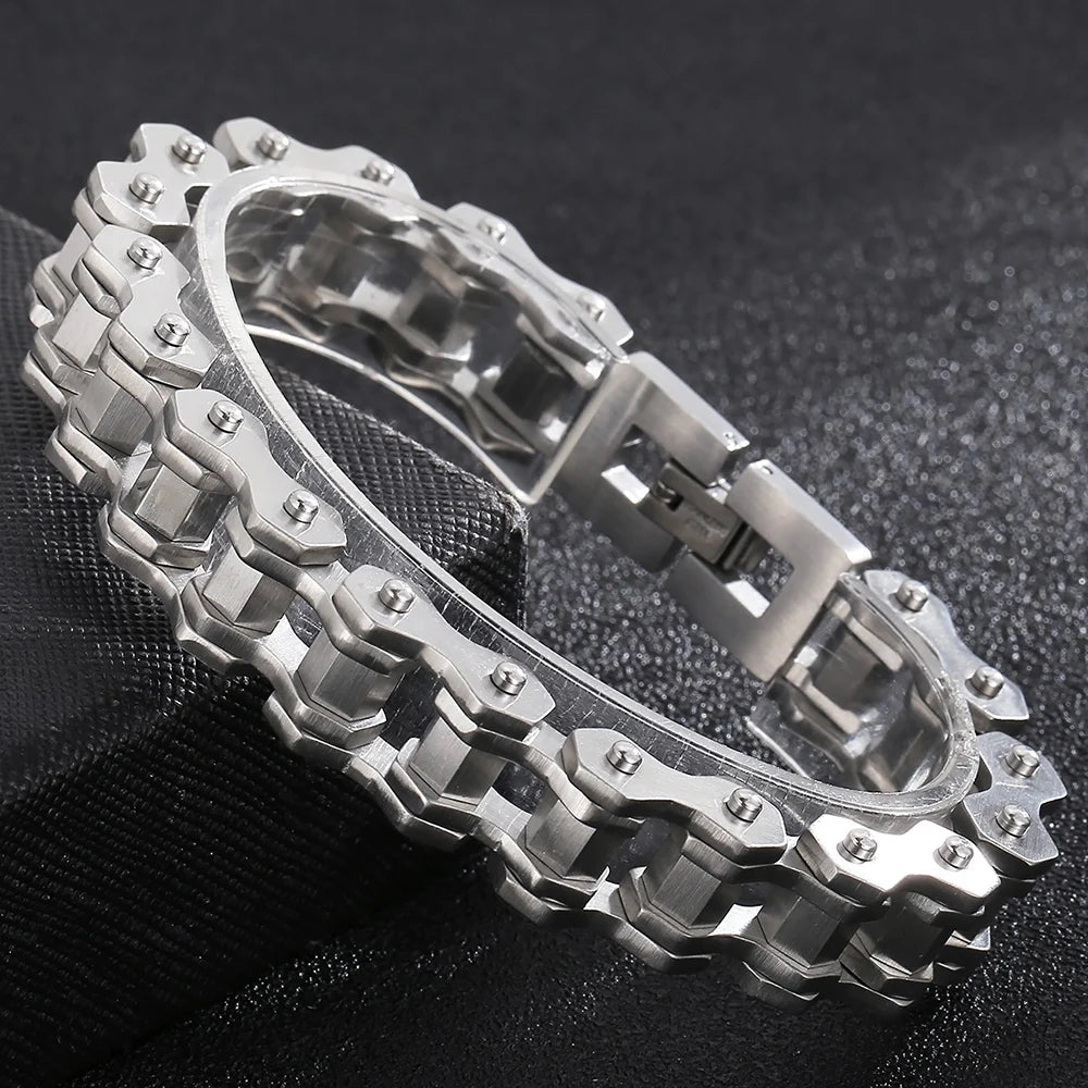 Matte 316l Stainless Steel Motorcycle Chain Man Bracelet for Men Gothic Hardware Bike Jewelry Gifts Men's Bracelets