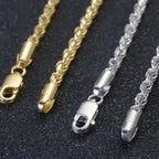 Two-Tone 925 Silver Rope Chain Necklace 3/5MM PVD