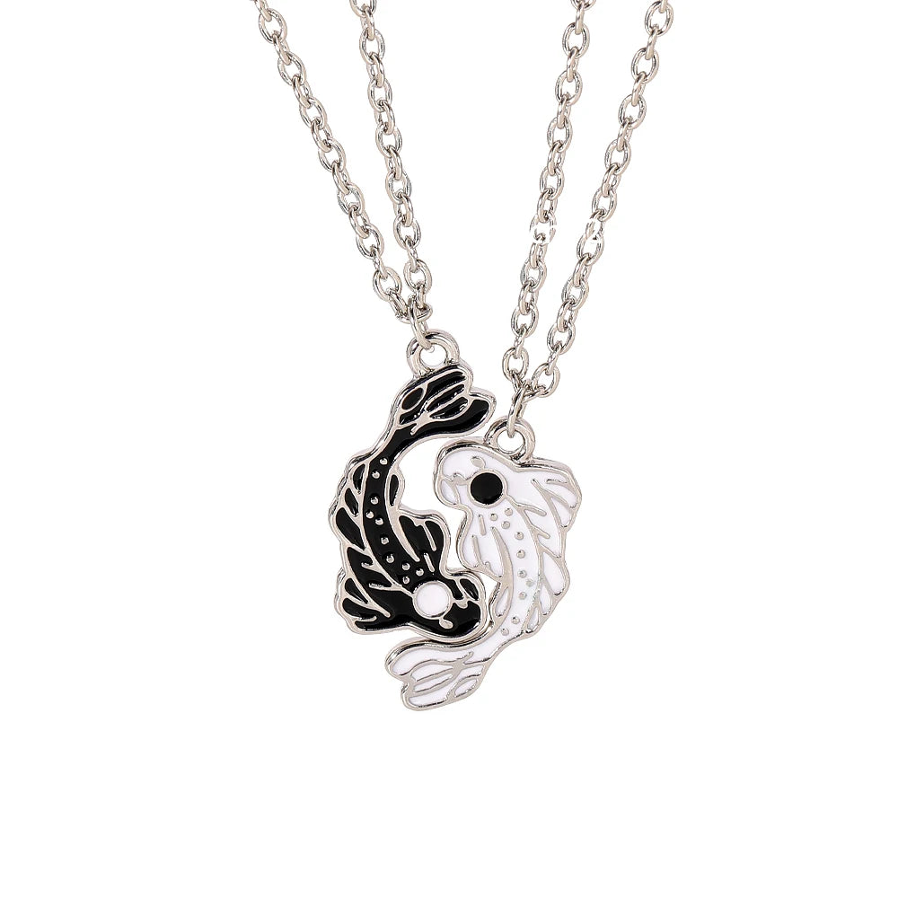 Goldfish Yin Yang Tai Ji Necklace — Black-Tone